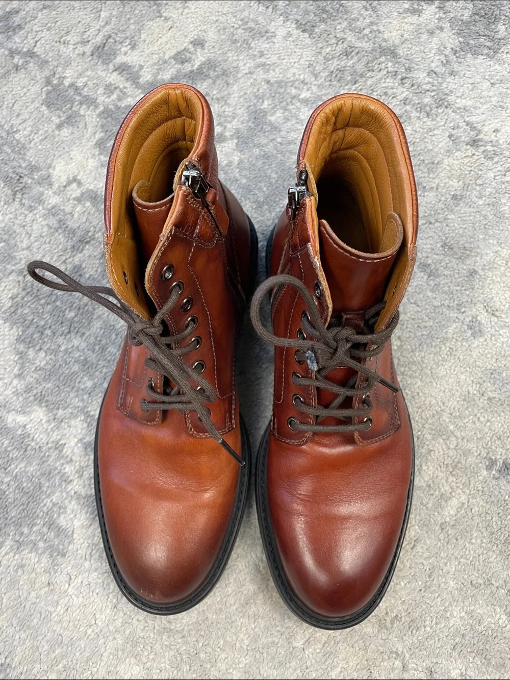 Magnanni Grayson Lace Up Combat Boots Distressed Cognac Brown Sz 7